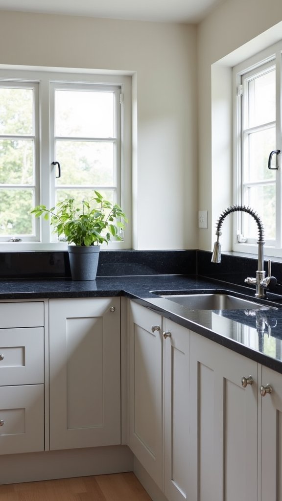 elegant black grey kitchen contrast
