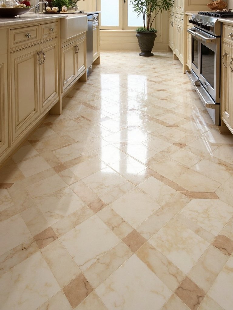 elegant classical marble kitchen flooring