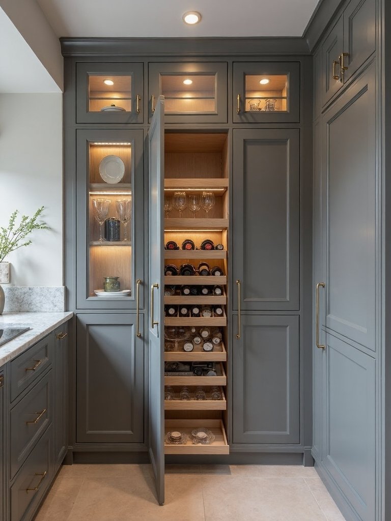 elegant grey kitchen organization