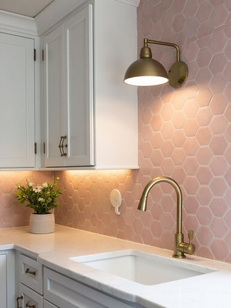 elegant modern geometric kitchen backsplash