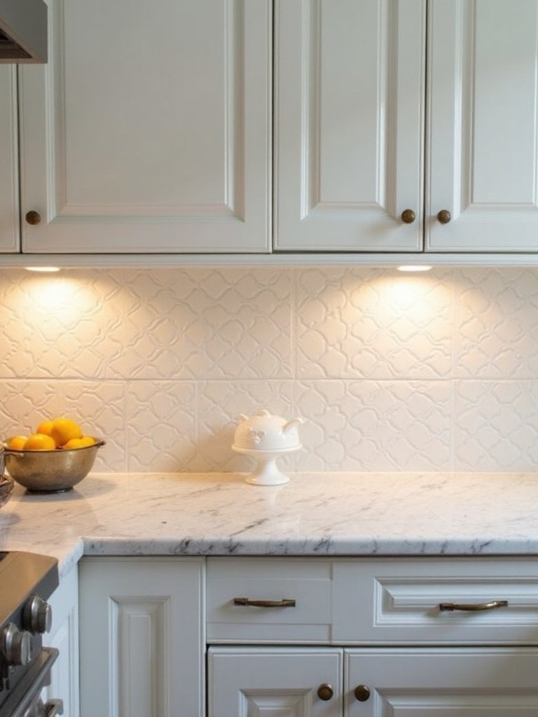 elegant moorish inspired white kitchen patterns