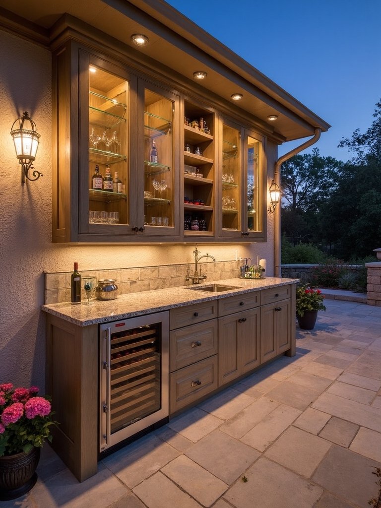 elegant outdoor wine bar