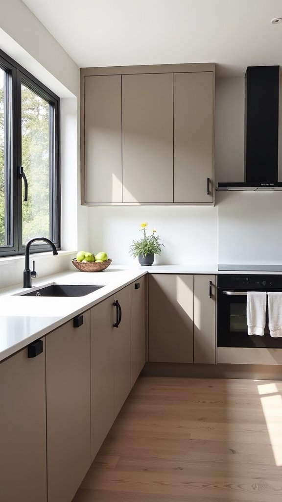 elegant taupe minimalist kitchens