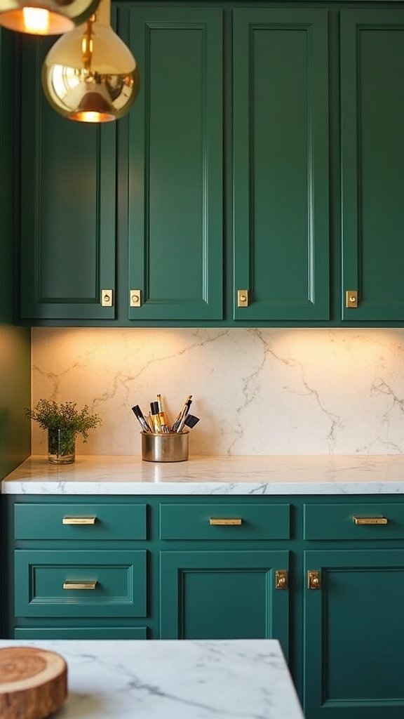emerald cabinets brass accents