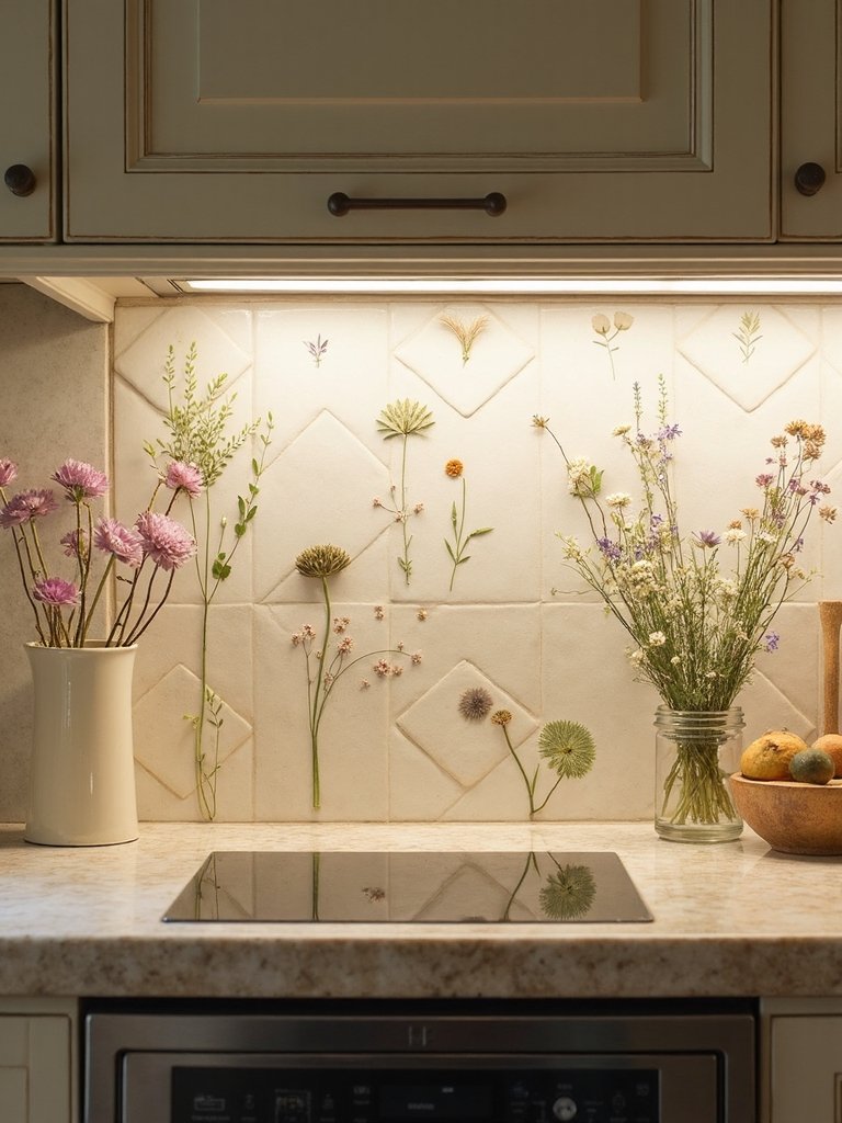 enchanting boho botanical tile art