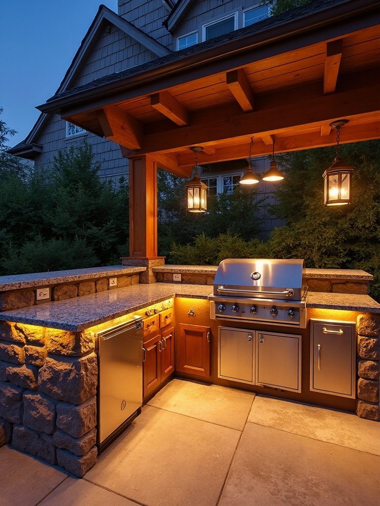 enchanting nighttime kitchen lighting