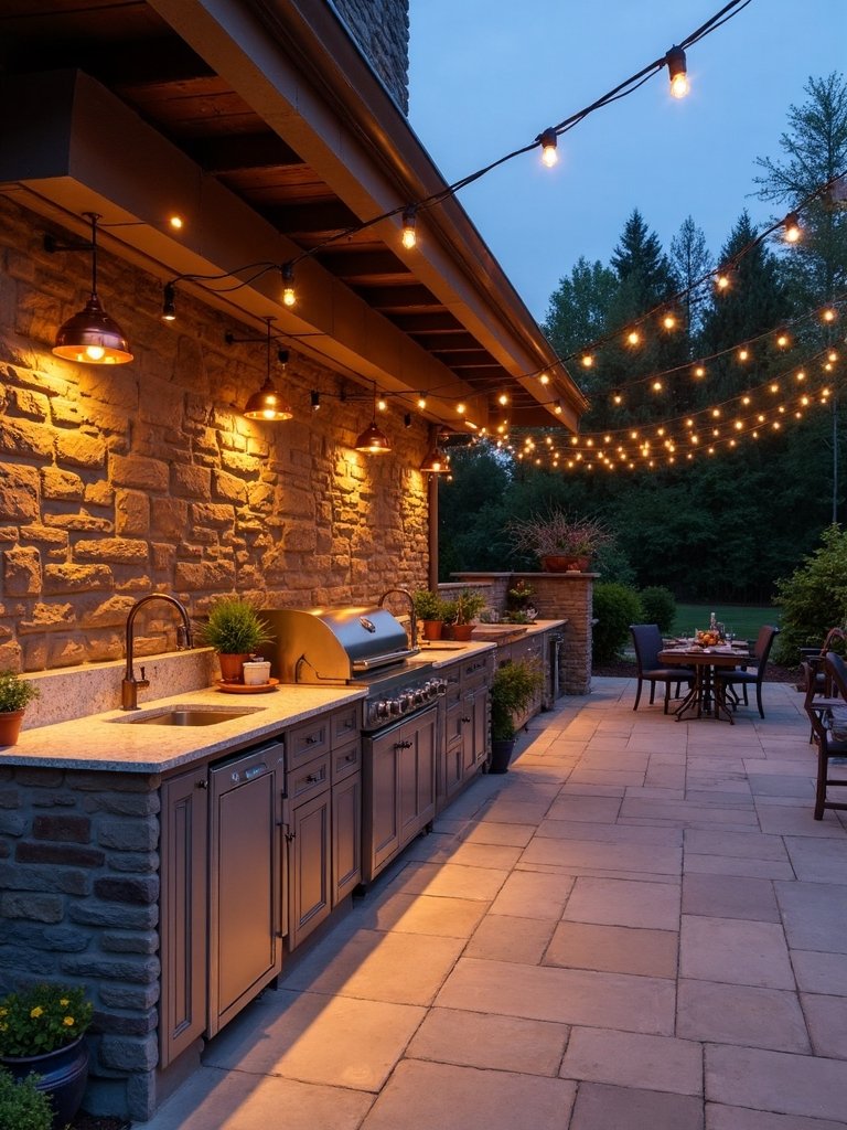 enchanting outdoor dining lighting