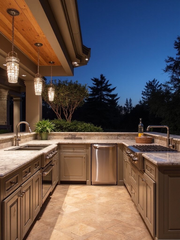 enchanting outdoor kitchen lighting
