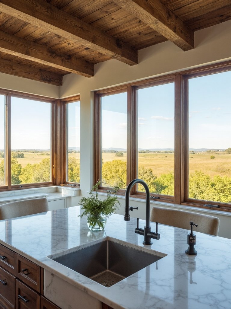 expansive glass rustic charm