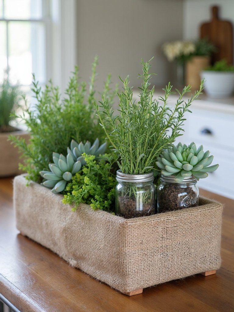 farmhouse inspired container garden centerpiece