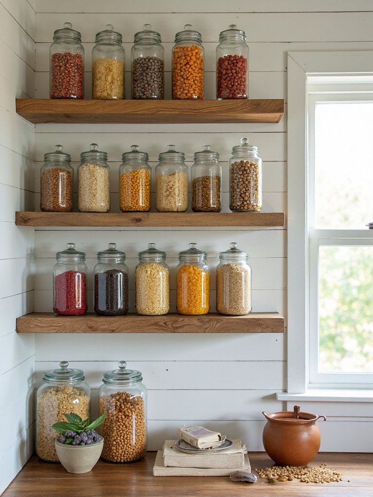 farmhouse inspired dry goods storage