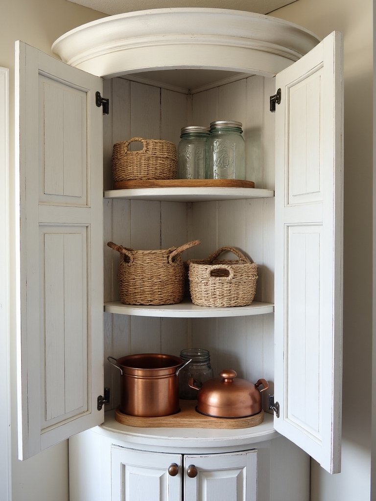 farmhouse kitchen corner cabinet solutions