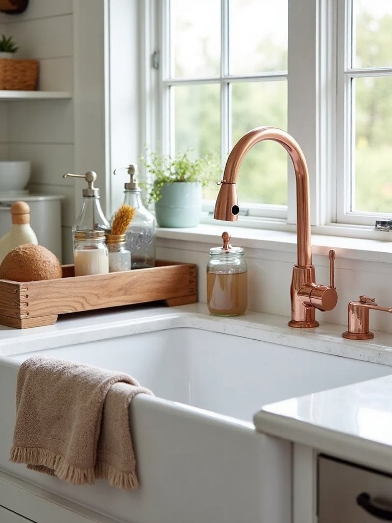farmhouse sink caddy organizes essentials