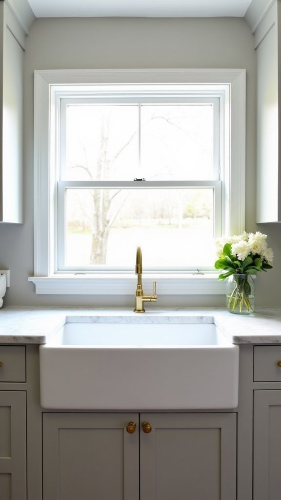 farmhouse sink shaker cabinets