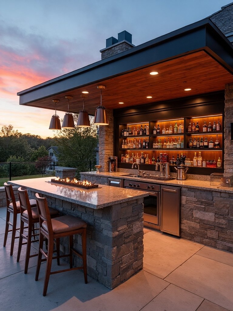 fire features enhance bar design