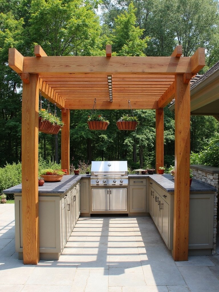 functional outdoor kitchen divider with storage