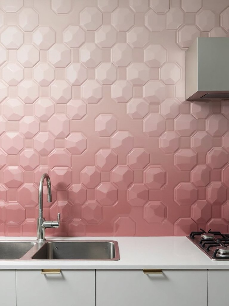 geometric pink tile statement walls