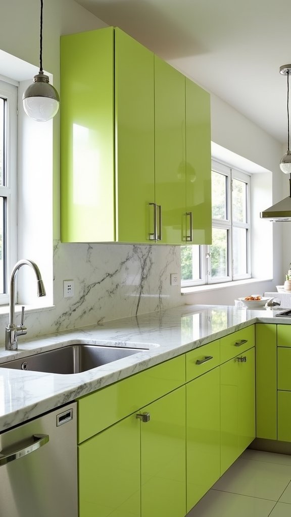 glossy lime kitchen cabinets