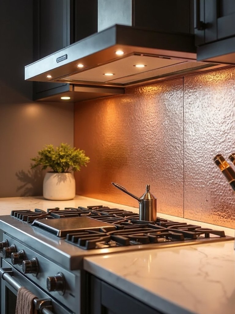 handcrafted textured metal kitchen surfaces