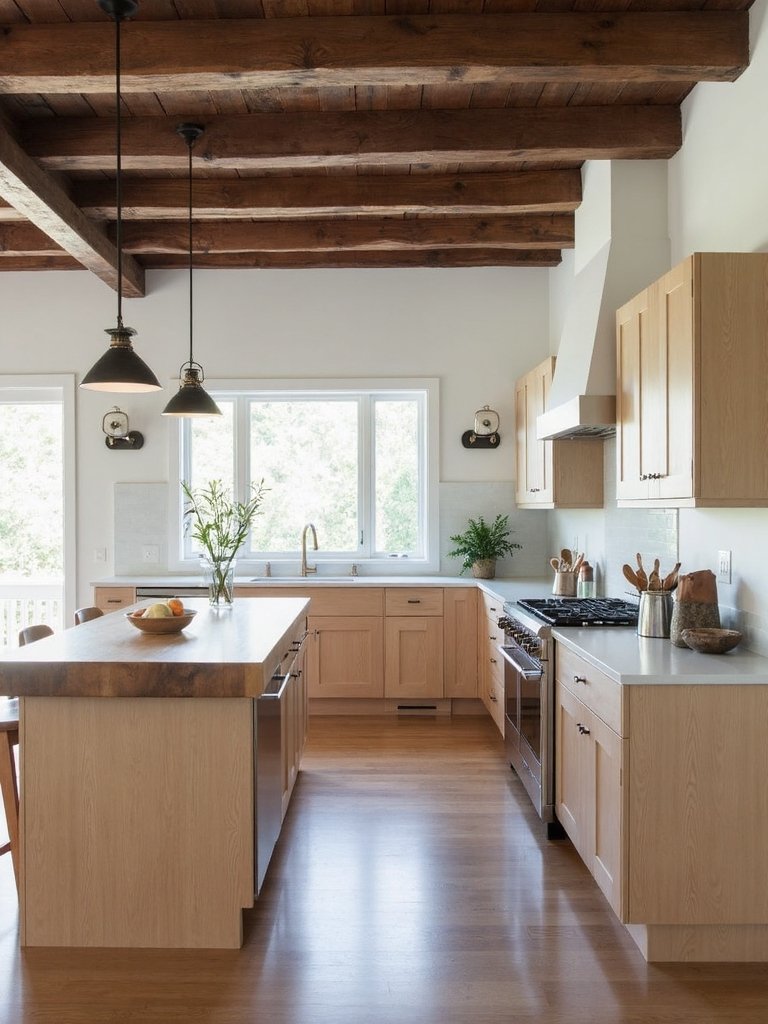 harmonized wood contrasts modernize farmhouse