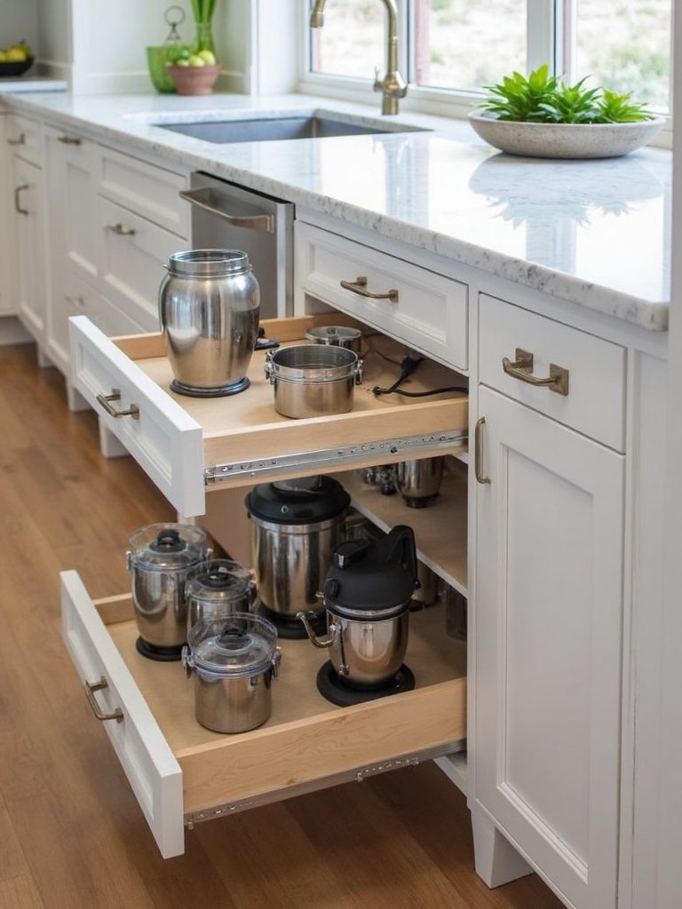 hidden storage enhances kitchen functionality
