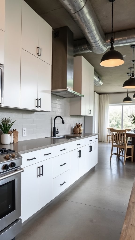 industrial chic white kitchens