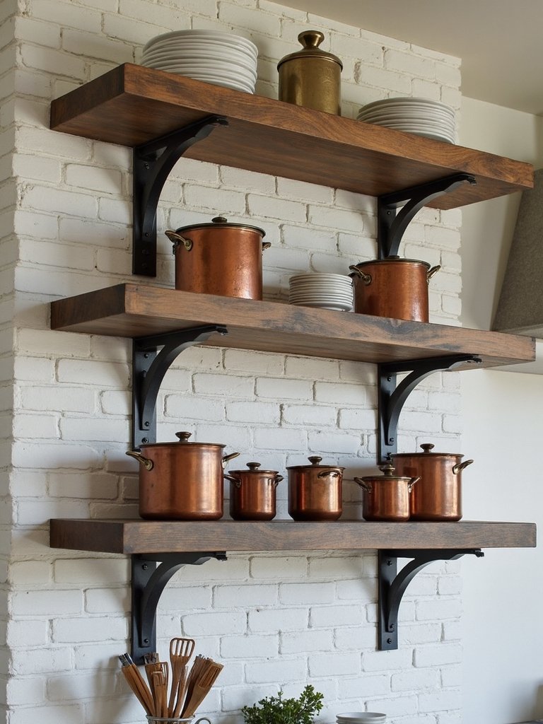 industrial rustic kitchen shelves