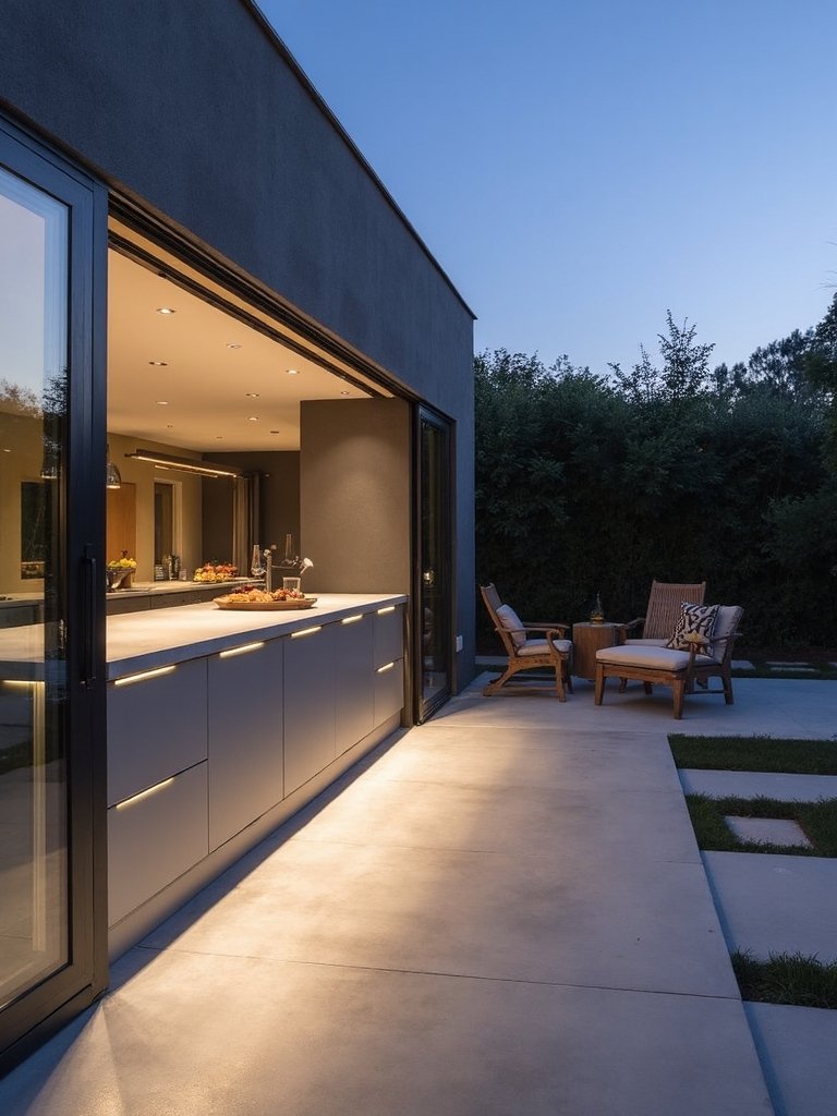 integrated indoor outdoor kitchens