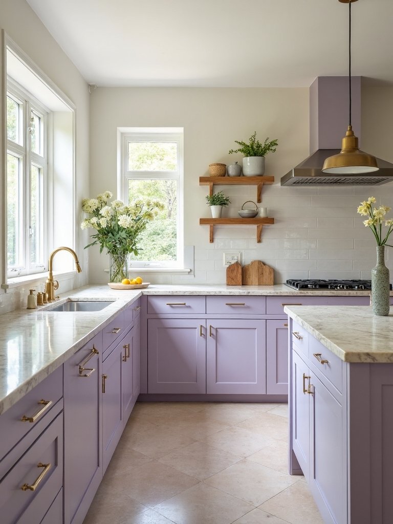 lavender and cream kitchen