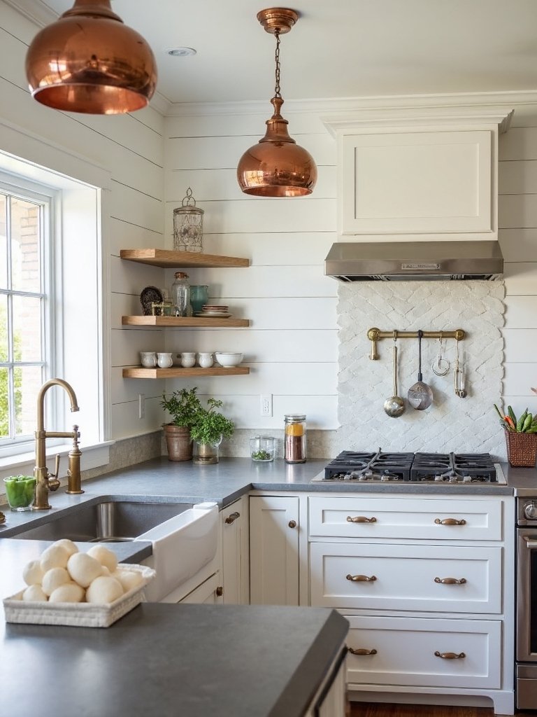 layered curated timeless farmhouse metal accents