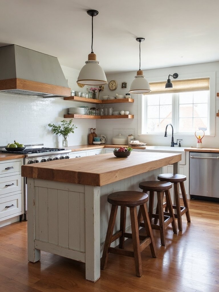 layered dimensional farmhouse kitchen design