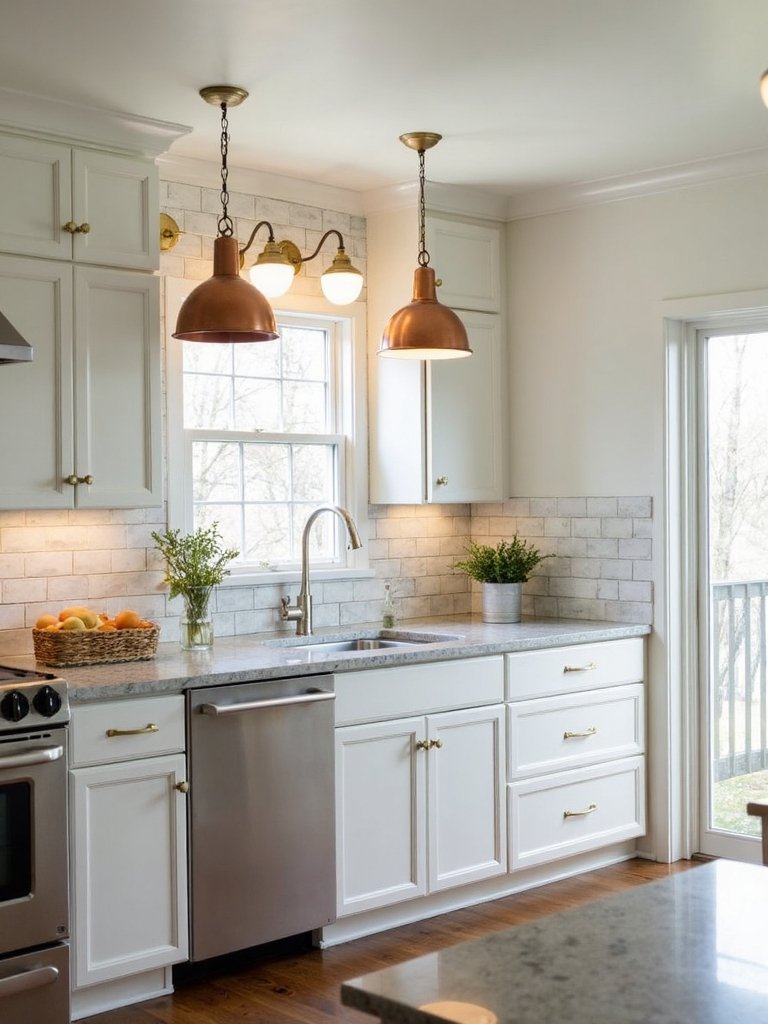 layered mixed metal kitchen fixtures