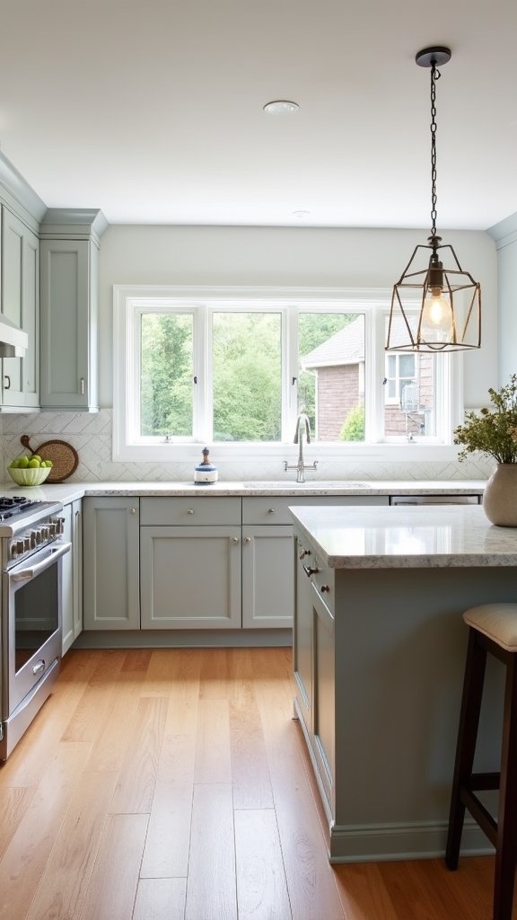 light floors enhance grey cabinets