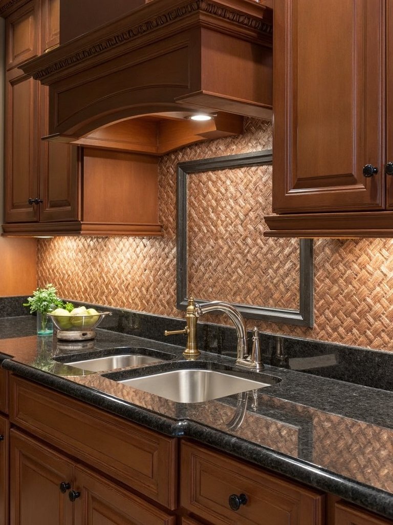 lustrous metallic kitchen backsplash aesthetic