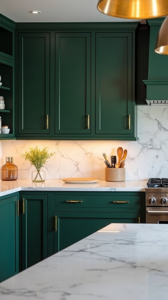 luxurious green marble kitchen