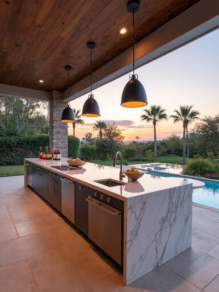 luxurious outdoor kitchen bar