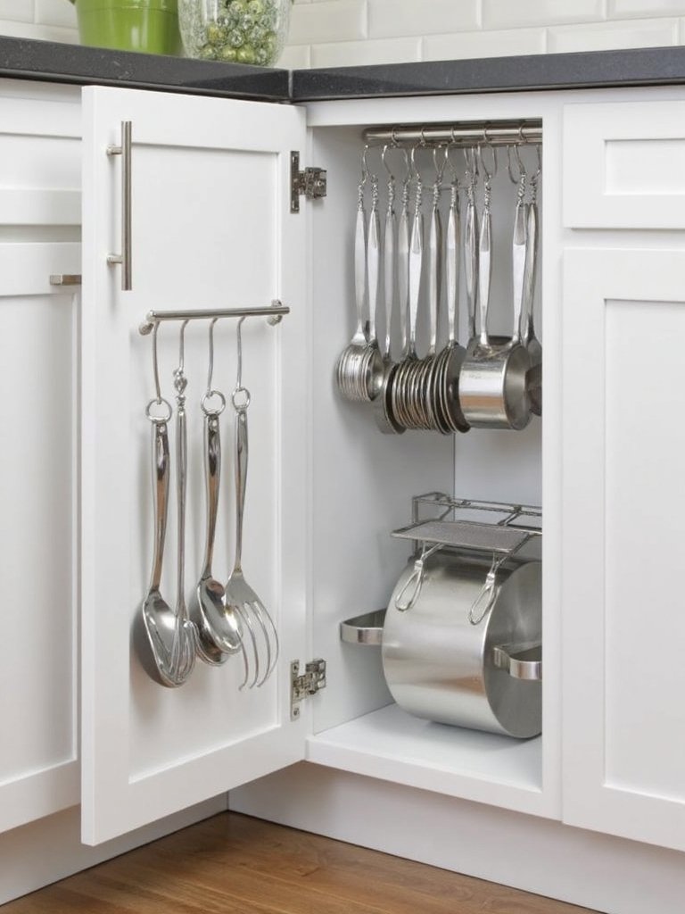 maximize kitchen storage with hooks