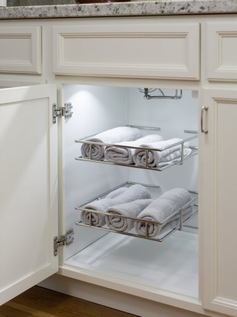 maximize vertical kitchen towel organization