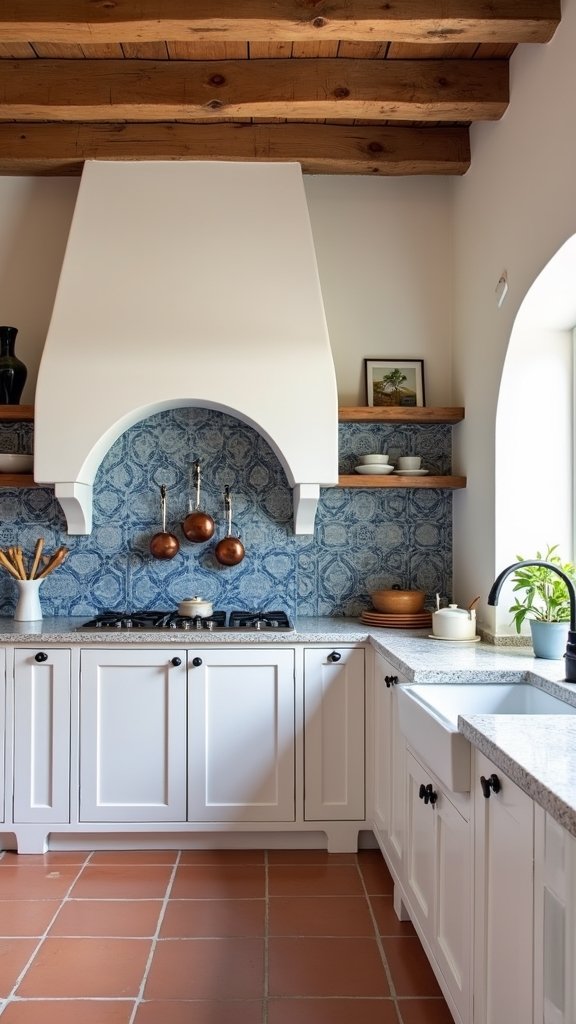 mediterranean white kitchen charm