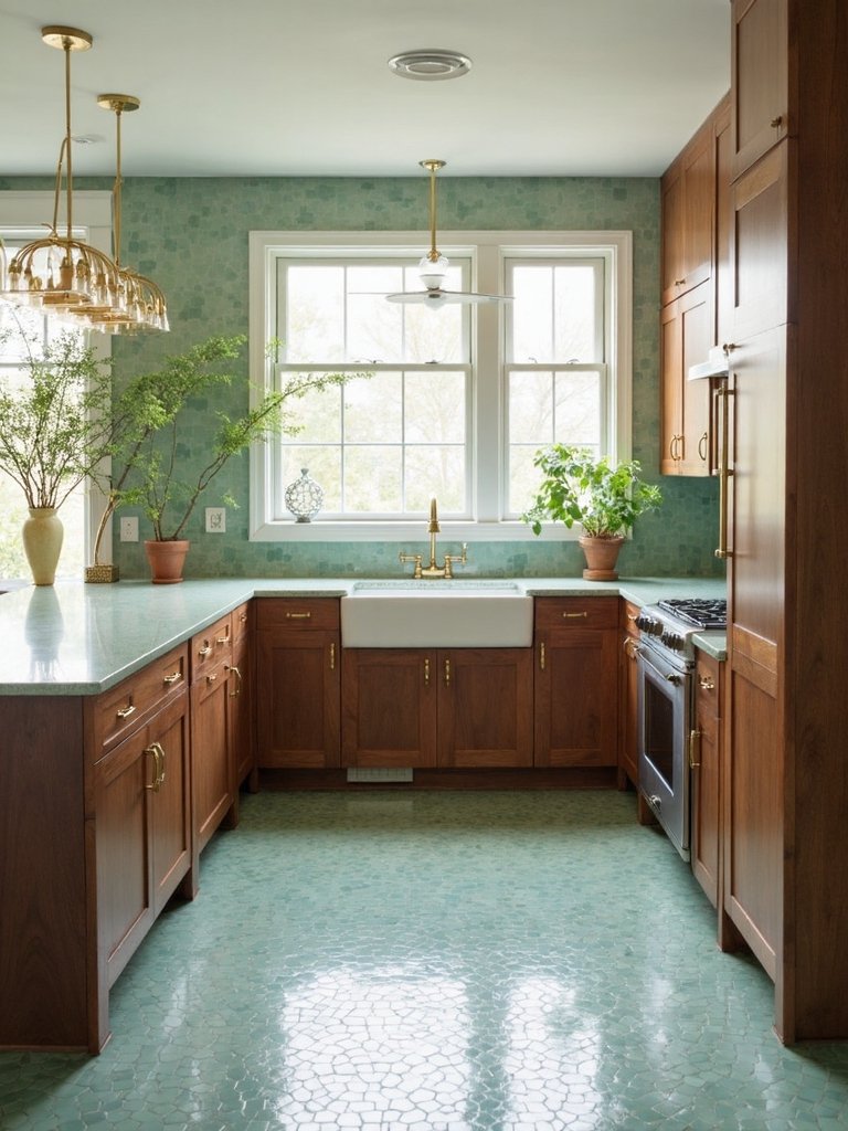 mid century modern green tile arrangements