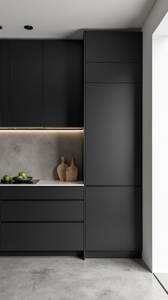 minimalist black kitchen cabinets