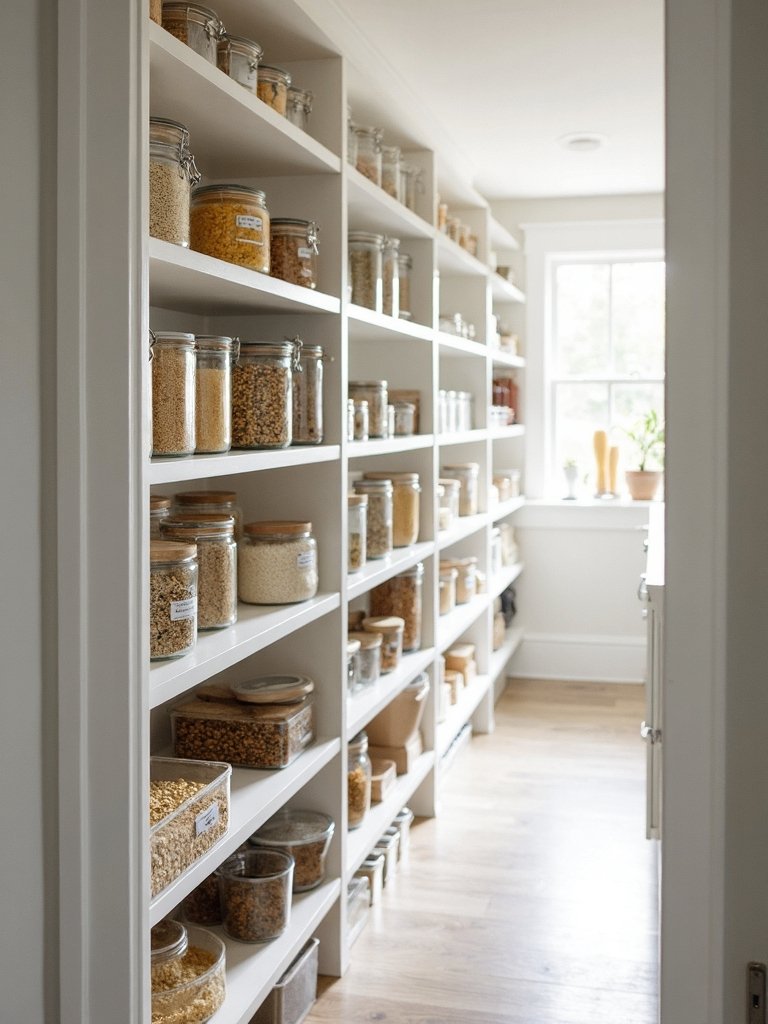 minimalist organized transparent pantry storage
