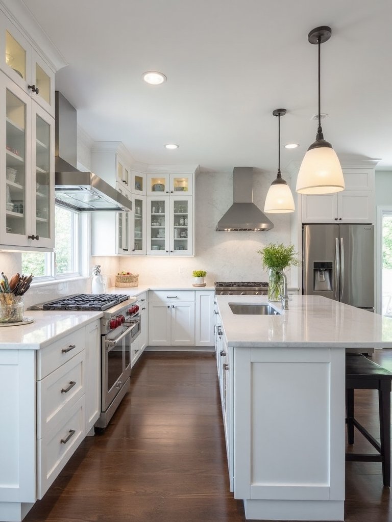 minimalist white glass l shaped