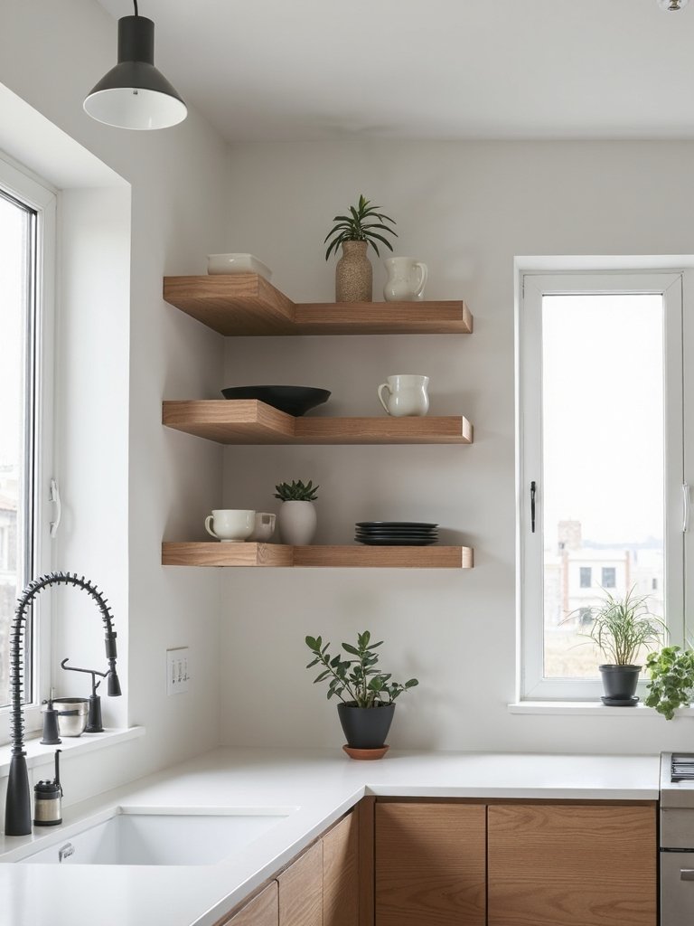 modern open shelves aesthetic