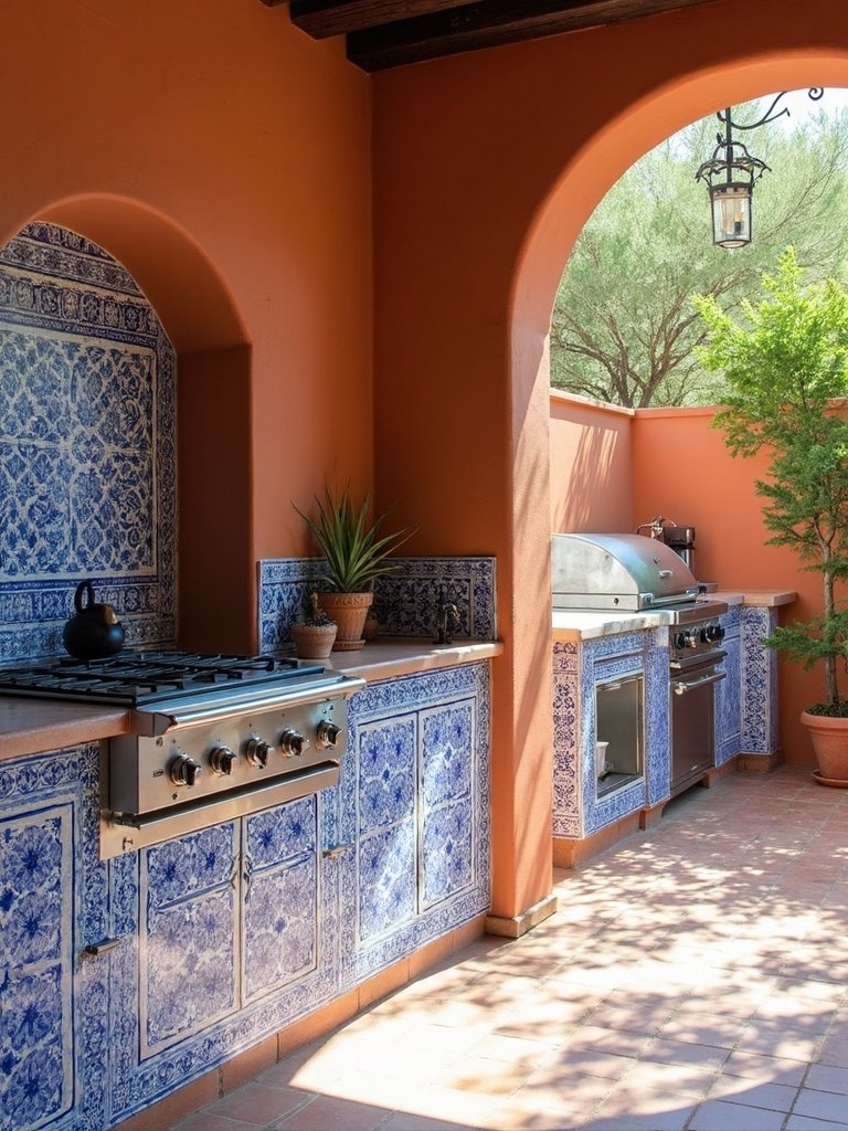moroccan tile outdoor kitchen