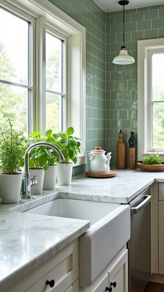 nature inspired green kitchen