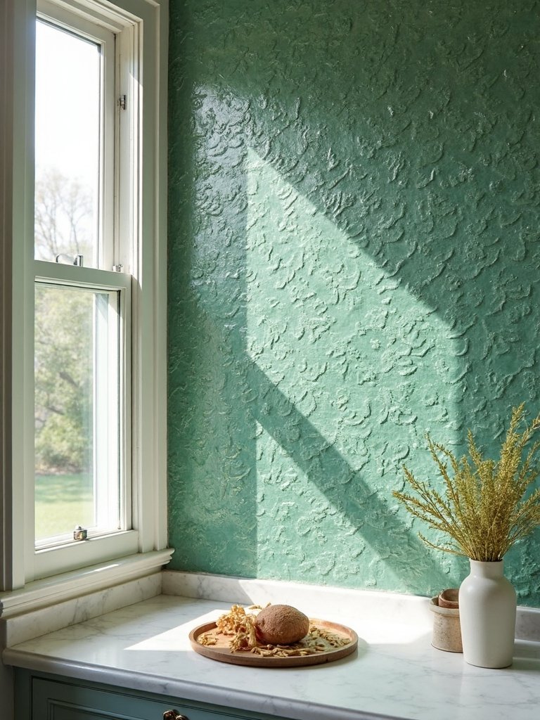 nature inspired serene kitchen backsplash