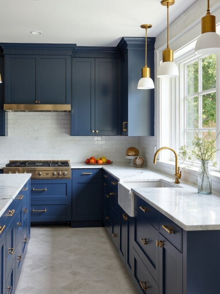 navy blue brass elegance