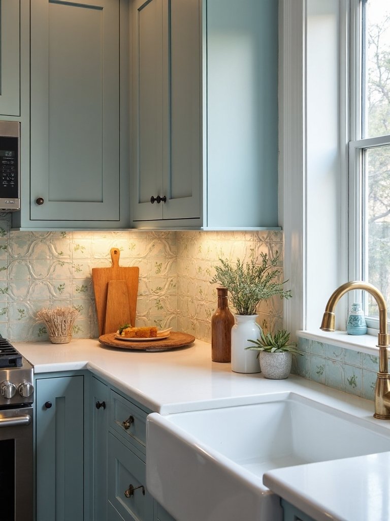 one of a kind artisanal tile backsplash