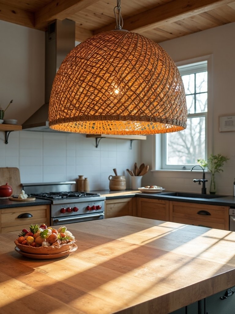 organic rustic inviting charming kitchen lighting